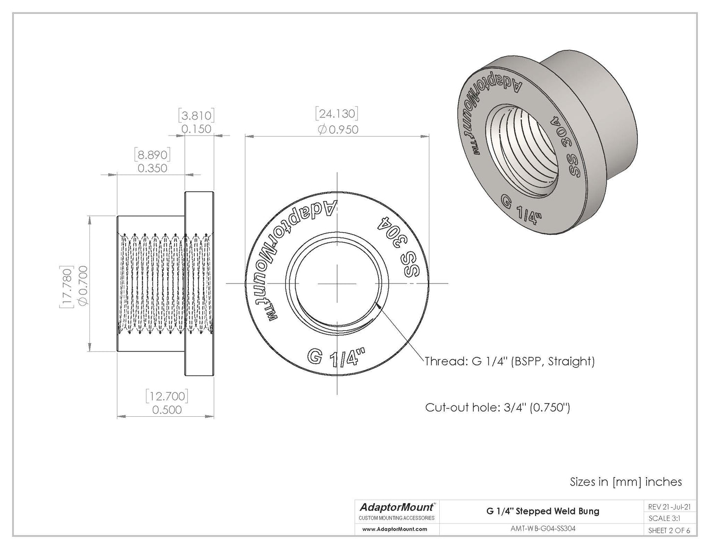 WB-G04 Weld Bung (G 1/4")