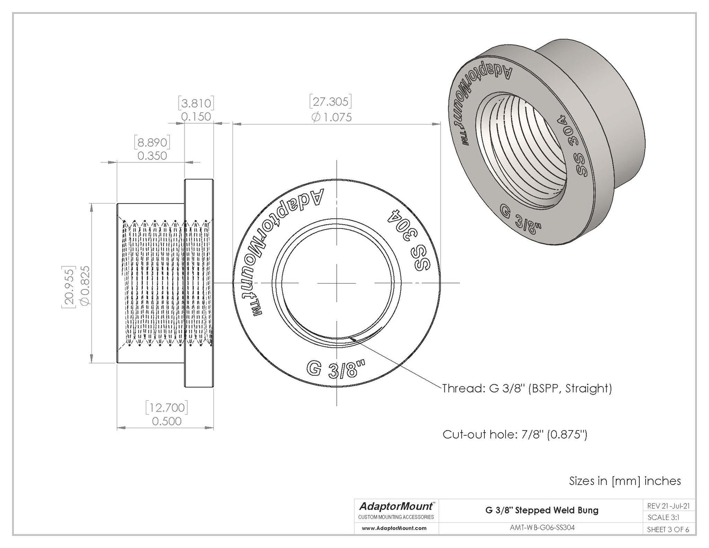 WB-G06 Weld Bung (G 3/8")