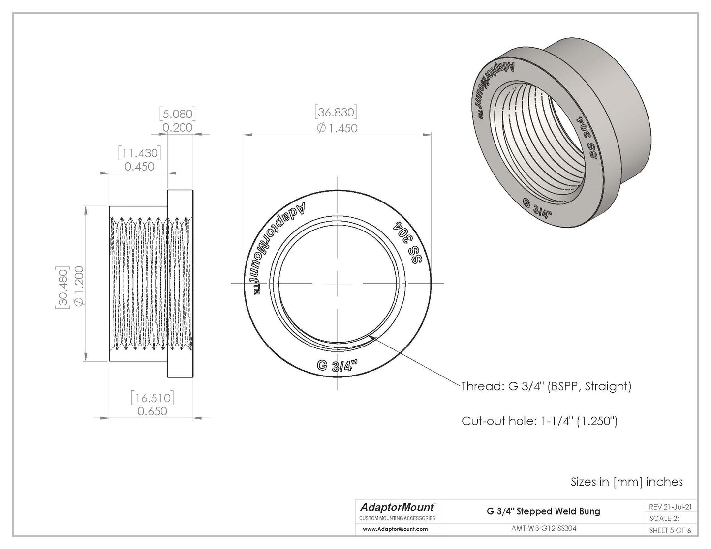 WB-G12 Weld Bung (G 3/4")